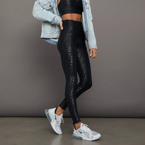 Carbon38 Small High Rise 7/8 Legging Leopard Takara Shine Black - Picture 1 of 5